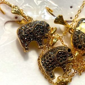 18k gold plated Elephant earrings and necklace set